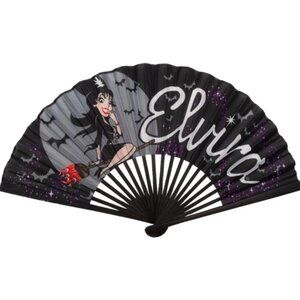 Elvira Bewitched Fabric Hand Fan 16" Wide NWT